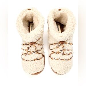 Dearfoams Women’s Cozy Comfort Teddy Boot Slippers Memory Foam Bootie Size 9-10
